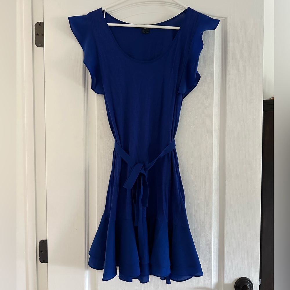 French Connection Blue Ruffle Dress
